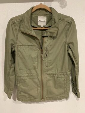 Women’s Madewell Olive Cotton Utility Fleet Jacket, M